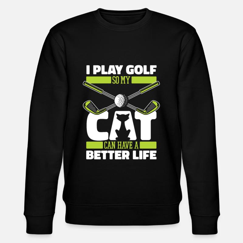 Golf Golfer Golfing Dog - Stanley/Stella CHANGER Unisex Organic Sweatshirt - black