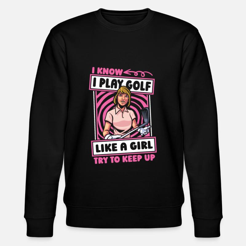 Golf Golfer Golfing Girl - Stanley/Stella CHANGER Unisex Organic Sweatshirt - black