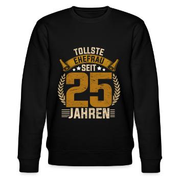 Tollste Ehefrau seit 25 Jahren Silberhochzeit - Stanley/Stella Unisex Bio-Sweatshirt CHANGER  - Schwarz - Vorne - Nik (191cm) & Marisol (170cm)