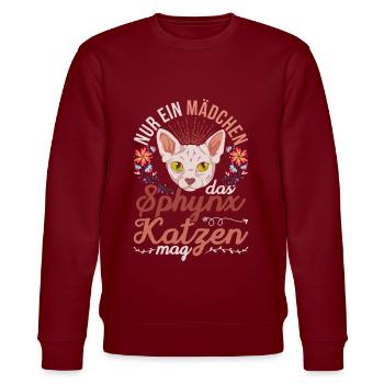 Okkult Nacktkatze Mädchen Geschenk Sphynx Katze - Stanley/Stella Unisex Bio-Sweatshirt CHANGER  - Burgunderrot - Vorne - Nik (191cm) & Marisol (170cm)