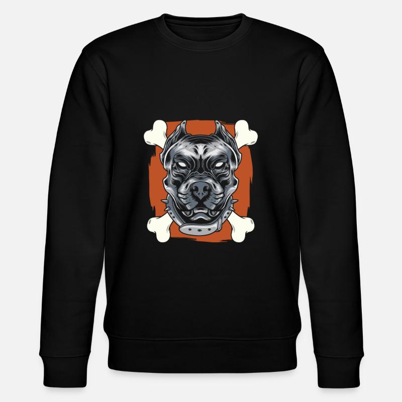 Pitbull Knochen Pitbull Verbot - Stanley/Stella Unisex Bio-Sweatshirt CHANGER  - Schwarz