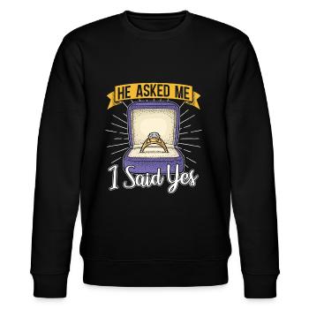 Proposition de mariage Couple fiancée cadeau fiançailles - Sweat bio CHANGER Stanley/Stella Unisexe - noir - Devant - Nik (191cm) & Marisol (170cm)