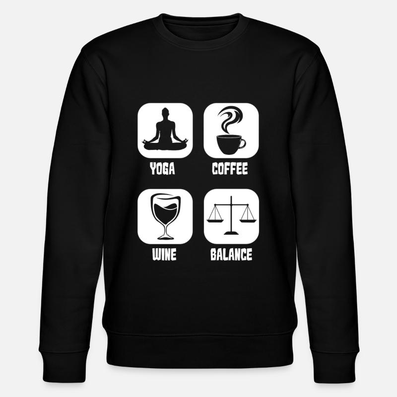 Kaffee Cafe Yoga Kaffeewein - Stanley/Stella Unisex Bio-Sweatshirt CHANGER  - Schwarz