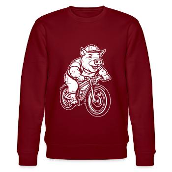 Schwein Schweinebauer Radfahren - Stanley/Stella Unisex Bio-Sweatshirt CHANGER  - Burgunderrot - Vorne - Nik (191cm) & Marisol (170cm)