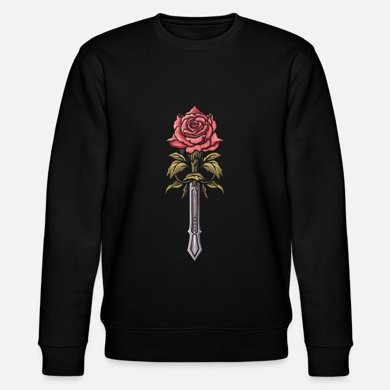 Rote Rose Goth Schwert - Stanley/Stella Unisex Bio-Sweatshirt CHANGER  - Schwarz