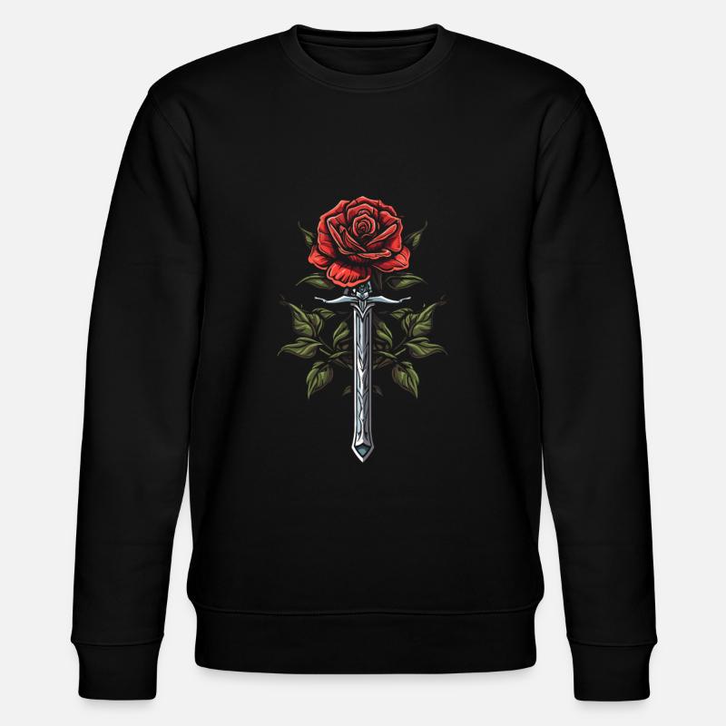 Red Rose Goth Sword - Stanley/Stella CHANGER Unisex Organic Sweatshirt - black