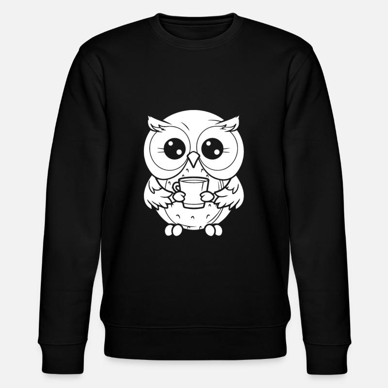 Kaffee Cafe Eule - Stanley/Stella Unisex Bio-Sweatshirt CHANGER  - Schwarz