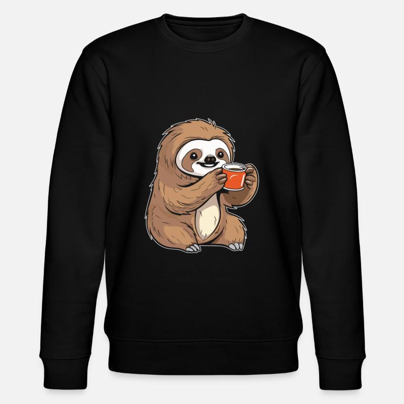 Coffee Cafe Sloth - Stanley/Stella CHANGER Unisex Organic Sweatshirt - black