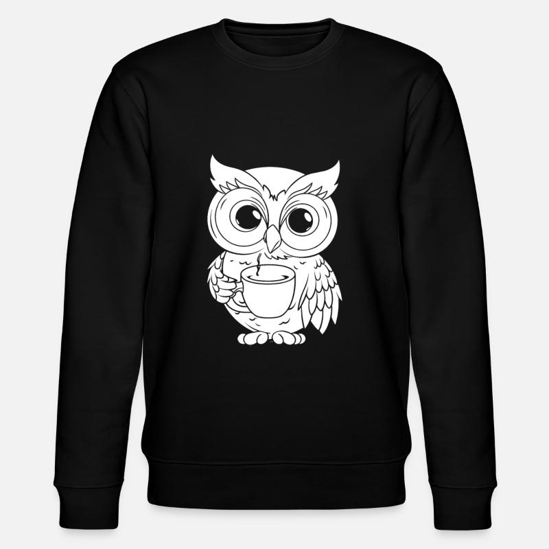 Coffee Cafe Owl - Stanley/Stella CHANGER Unisex Organic Sweatshirt - black