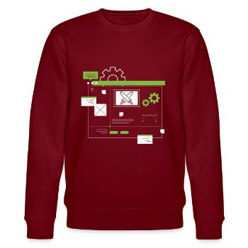 Developer, Coder, Programmer - Stanley/Stella CHANGER Unisex Organic Sweatshirt - burgundy - Front - Nik (191cm) & Marisol (170cm)