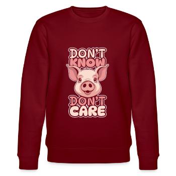 Schwein Schweinebauer Witzig Dont Know Dont Care - Stanley/Stella Unisex Bio-Sweatshirt CHANGER  - Burgunderrot - Vorne - Nik (191cm) & Marisol (170cm)