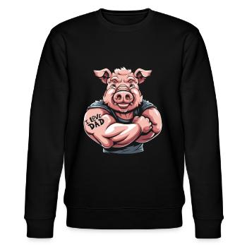Schwein Schweinebauer Vater I Love Dad - Stanley/Stella Unisex Bio-Sweatshirt CHANGER  - Schwarz - Vorne - Nik (191cm) & Marisol (170cm)