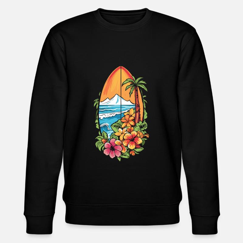 Surfer Surf Fleurs - Sweat bio CHANGER Stanley/Stella Unisexe - noir