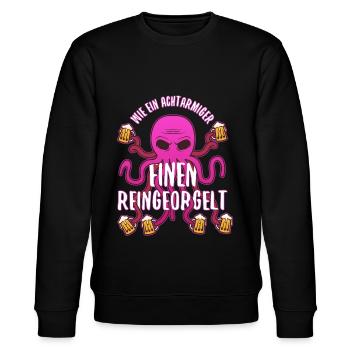 Wie ein Achtarmiger einen reingeorgelt - Stanley/Stella Unisex Bio-Sweatshirt CHANGER  - Schwarz - Vorne - Nik (191cm) & Marisol (170cm)