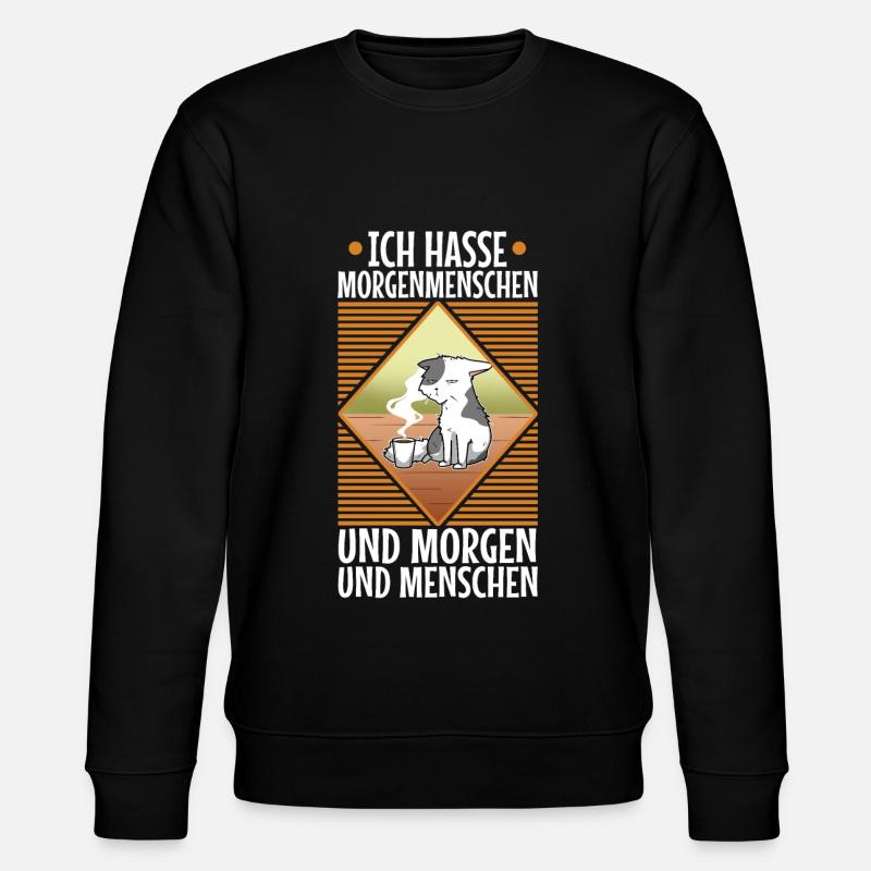 Ich hasse Morgenmenschen - Stanley/Stella Unisex Bio-Sweatshirt CHANGER  - Schwarz