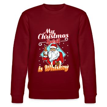 My christmas spirit is Whiskey - Stanley/Stella Unisex Bio-Sweatshirt CHANGER  - Burgunderrot - Vorne - Nik (191cm) & Marisol (170cm)