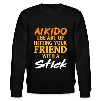 Aikido the art of Hitting your freind with a stick - Stanley/Stella Unisex Bio-Sweatshirt CHANGER  - Schwarz - Vorne - Nik (191cm) & Marisol (170cm)