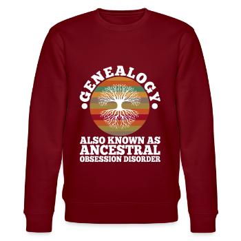 Ancestral obsession disorder - Stanley/Stella CHANGER Unisex Organic Sweatshirt - burgundy - Front - Nik (191cm) & Marisol (170cm)