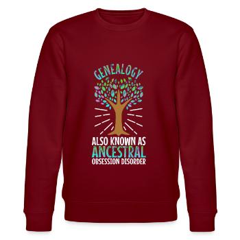 Ancestral obsession disorder - Stanley/Stella CHANGER Unisex Organic Sweatshirt - burgundy - Front - Nik (191cm) & Marisol (170cm)