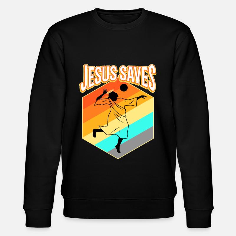 Jesus and Volleyball - Stanley/Stella Unisex Bio-Sweatshirt CHANGER  - Schwarz