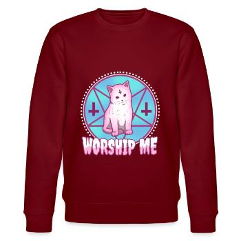 Worship me - Stanley/Stella CHANGER Unisex Organic Sweatshirt - burgundy - Front - Nik (191cm) & Marisol (170cm)