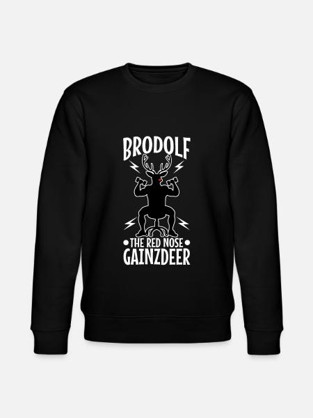 Brodolf The Red Nose Gainzdeer - Stanley/Stella CHANGER Unisex Organic Sweatshirt - black