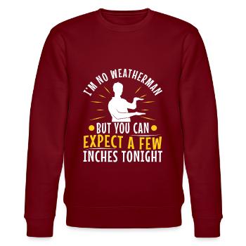 Im no weatherman but you can expect a few inches - Stanley/Stella CHANGER Unisex Organic Sweatshirt - burgundy - Front - Nik (191cm) & Marisol (170cm)