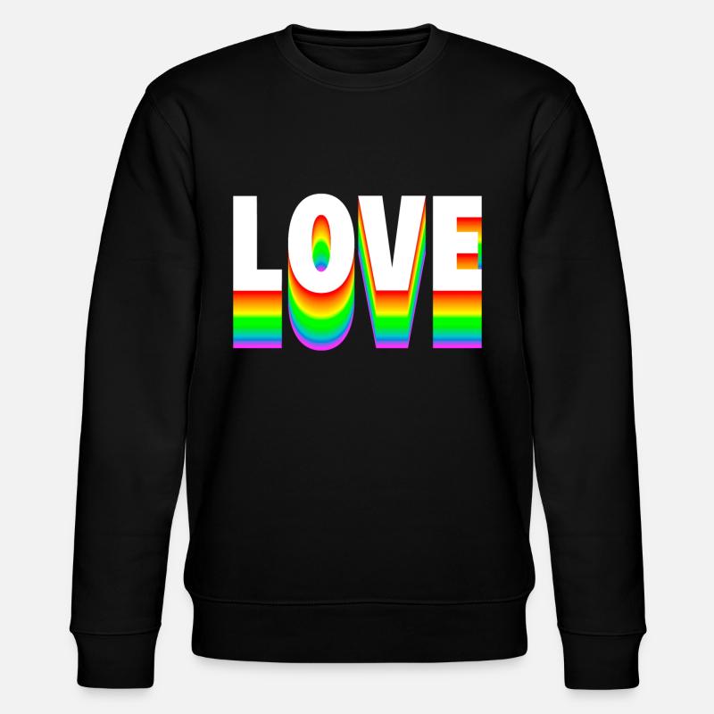 Love Text Regenbogen - Stanley/Stella Unisex Bio-Sweatshirt CHANGER  - Schwarz