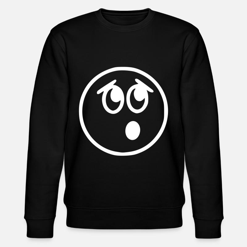 Emoji sketch blanc surpris - Sweat bio CHANGER Stanley/Stella Unisexe - noir