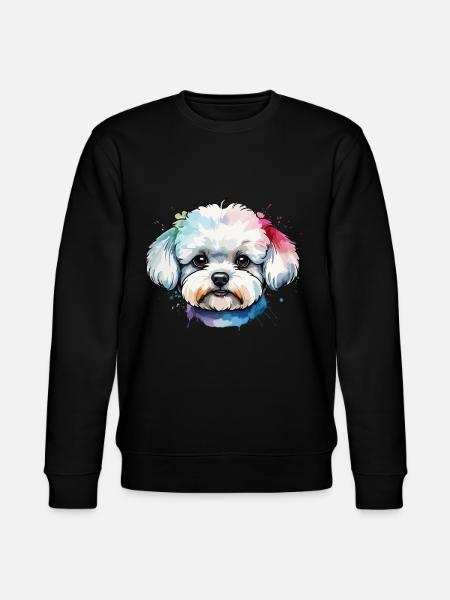 Farverig sød Bichon Frise hund i akvareller - Stanley/Stella økologisk unisex-sweatshirt CHANGER  - sort