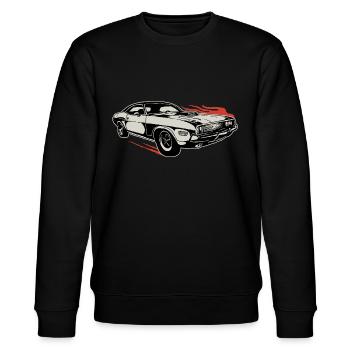 Vintage Muscle Car US Car Feuer oldschool - Stanley/Stella Unisex Bio-Sweatshirt CHANGER  - Schwarz - Vorne - Nik (191cm) & Marisol (170cm)