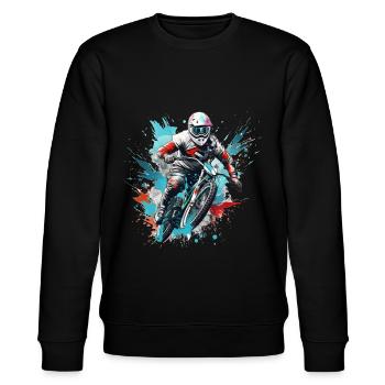 BMX Fahrer - Stanley/Stella Unisex Bio-Sweatshirt CHANGER  - Schwarz - Vorne - Nik (191cm) & Marisol (170cm)