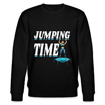 Jumping Trampolin Trendsport Fitness Damen Sport - Stanley/Stella Unisex Bio-Sweatshirt CHANGER  - Schwarz - Vorne - Nik (191cm) & Marisol (170cm)