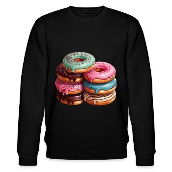 Donut für einen Donut-Liebhaber - Stanley/Stella Unisex Bio-Sweatshirt CHANGER  - Schwarz - Vorne - Nik (191cm) & Marisol (170cm)