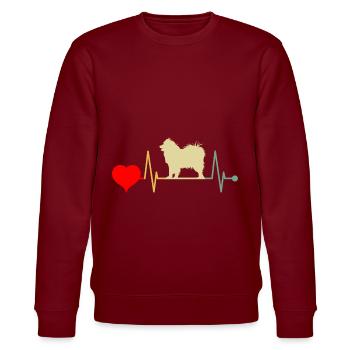 Samojede Hund Herzschlag Vintage - Stanley/Stella Unisex Bio-Sweatshirt CHANGER  - Burgunderrot - Vorne - Nik (191cm) & Marisol (170cm)