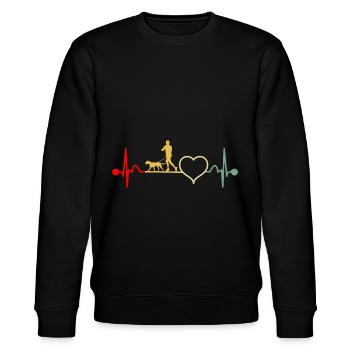 Canicross Laufen mit Hund Herzschlag Retro - Stanley/Stella Unisex Bio-Sweatshirt CHANGER  - Schwarz - Vorne - Nik (191cm) & Marisol (170cm)