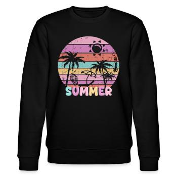 Summer Palm Trees Beach Relax Holiday Sunset - Stanley/Stella CHANGER Unisex Organic Sweatshirt - black - Front - Nik (191cm) & Marisol (170cm)