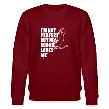 Budgie Bird Pet Parakeet Gift - Stanley/Stella CHANGER Unisex Organic Sweatshirt - burgundy - Front - Nik (191cm) & Marisol (170cm)