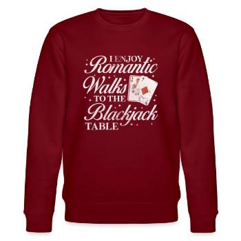 Black Jack Blackjack Kartenspiel Casino Geschenk - Stanley/Stella Unisex Bio-Sweatshirt CHANGER  - Burgunderrot - Vorne - Nik (191cm) & Marisol (170cm)