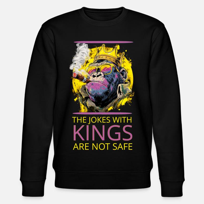 Gorilla mit Krone und Zigarre - Stanley/Stella Unisex Bio-Sweatshirt CHANGER  - Schwarz