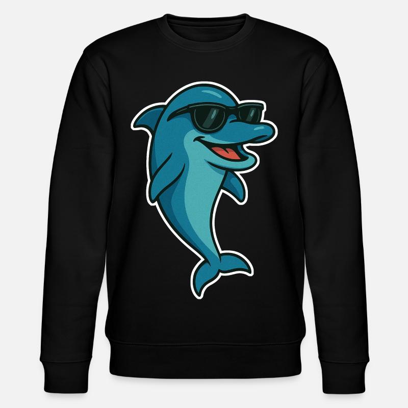 Delfin mit Sonnebrille - Stanley/Stella Unisex Bio-Sweatshirt CHANGER  - Schwarz