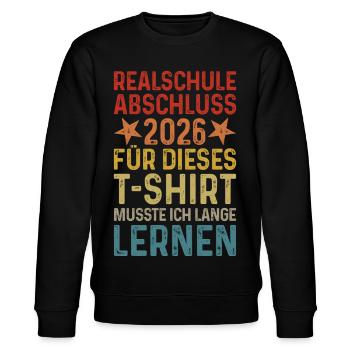Realschulabschluss 2026 - Abschluss Realschule - Stanley/Stella Unisex Bio-Sweatshirt CHANGER  - Schwarz - Vorne - Nik (191cm) & Marisol (170cm)