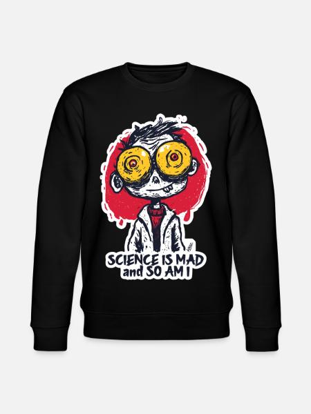 Wide-Eyed Mad Scientist Sticker - Stanley/Stella CHANGER Unisex Organic Sweatshirt - black