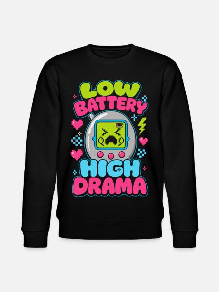 Low Battery High Drama Retro - Stanley/Stella CHANGER Unisex Organic Sweatshirt - black