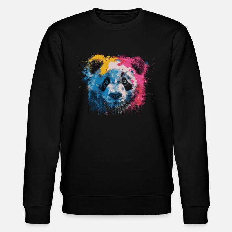 Pandabär - Stanley/Stella Unisex Bio-Sweatshirt CHANGER  - Schwarz