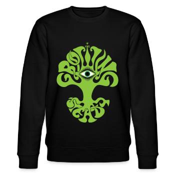 GROWING STEADY Baum Auge psychedelic 60s Garten - Stanley/Stella Unisex Bio-Sweatshirt CHANGER  - Schwarz - Vorne - Nik (191cm) & Marisol (170cm)