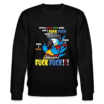 Lustiger sarkastischer Papagei mit Mittelfinger - Stanley/Stella Unisex Bio-Sweatshirt CHANGER  - Schwarz - Vorne - Nik (191cm) & Marisol (170cm)