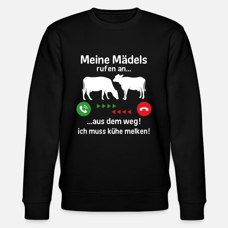ich muss kühe melken - Stanley/Stella Unisex Bio-Sweatshirt CHANGER  - Schwarz