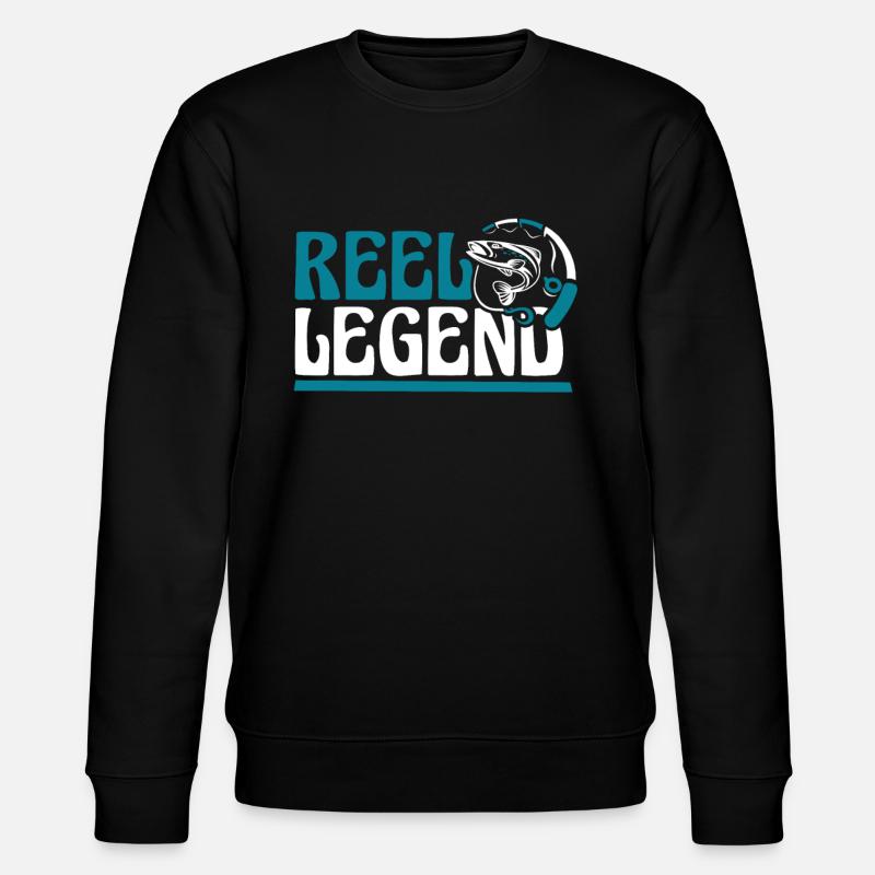 Reel Legend Fliegenfischer Spinnfischer - Stanley/Stella Unisex Bio-Sweatshirt CHANGER  - Schwarz