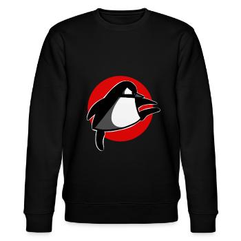 lustiger Kampfsport Pinguin Shirt Sticker - Stanley/Stella Unisex Bio-Sweatshirt CHANGER  - Schwarz - Vorne - Nik (191cm) & Marisol (170cm)